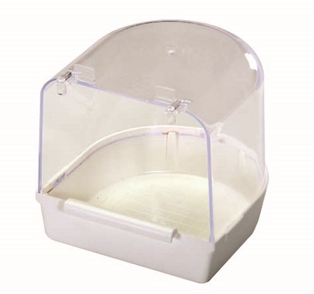 2gr art74 Lux Outside Bath Tub - Clear acrylic top and white green or yellow base - Finch and Canary Cage Accessories